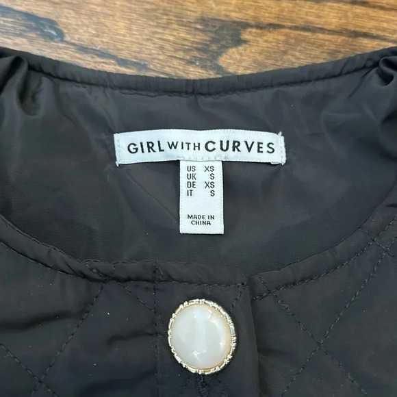 GIRL WITH CURVES Quilted Jacket with Gold/Pearl Buttons Puff sleeve Size XS - Picture 2 of 10